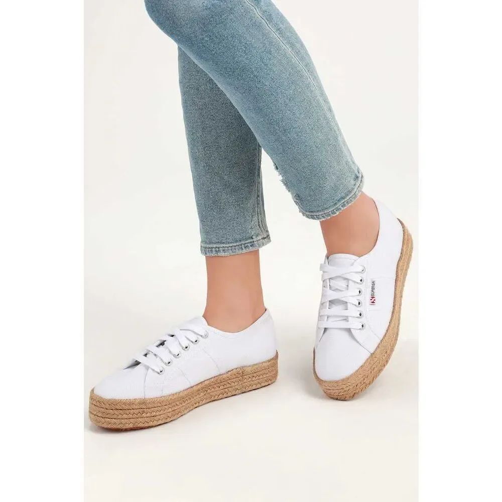 Superga 2730 COTROPEW White Canvas Platform Espadrille Sneakers US Women’s 10